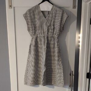 Chic Black and White Striped Midi Dress